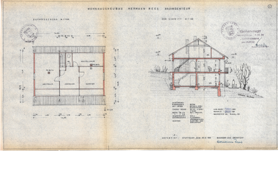 Grundriss Dachgeschoss / Schnitt